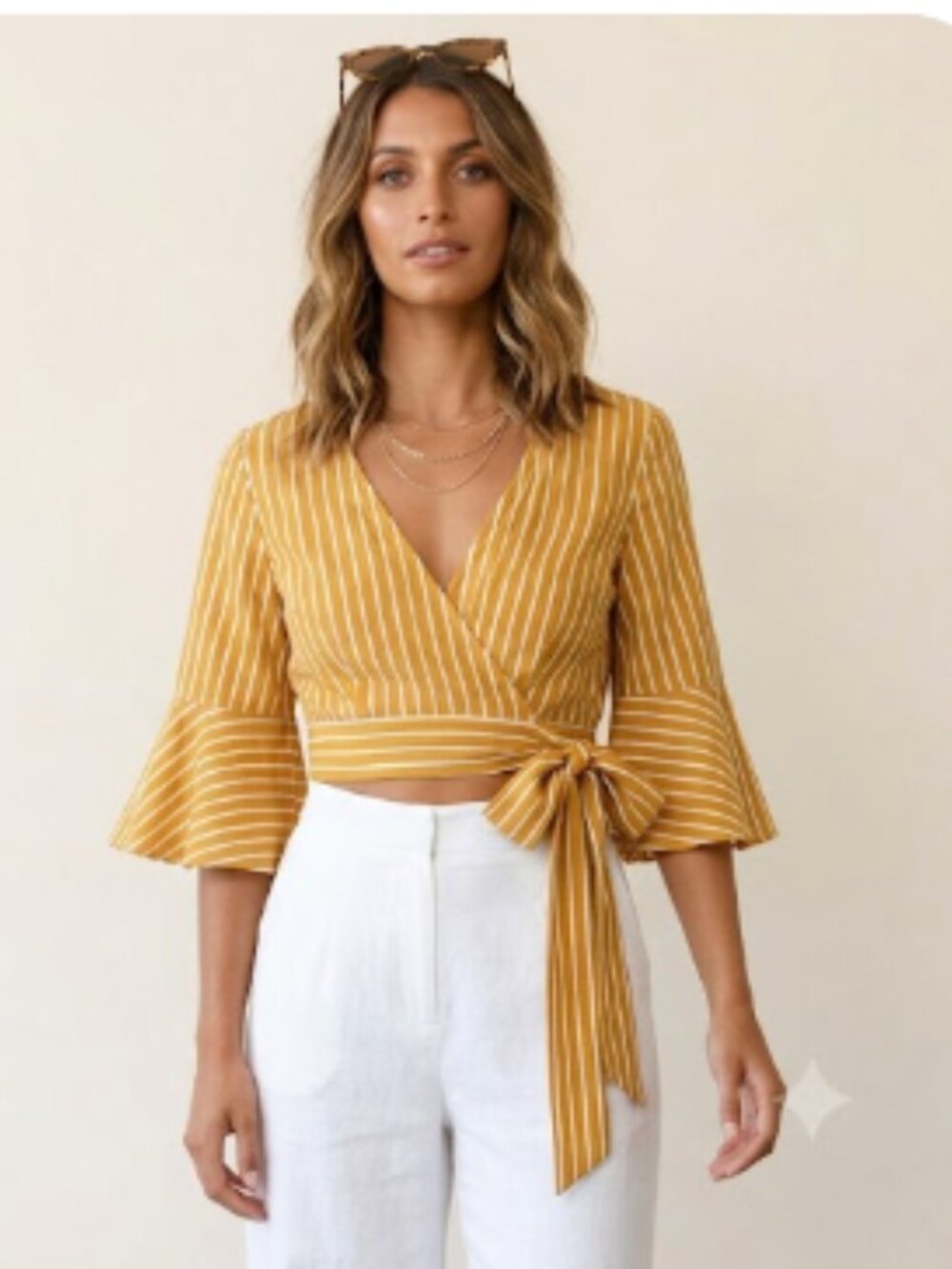 Iris Golden Striped Blouse‎ Large
